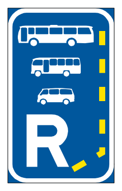 Beginning of bus, midibus and minibus lane reservation