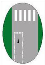 Pedestrian crossing ahead lines
