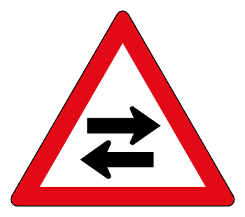 Two-way traffic crossroad