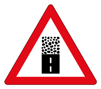 Gravel road begins